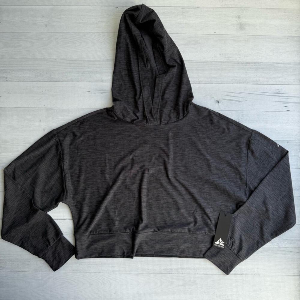 NWT Fox & Robin Women's Gray Crop Hoodie Size S
